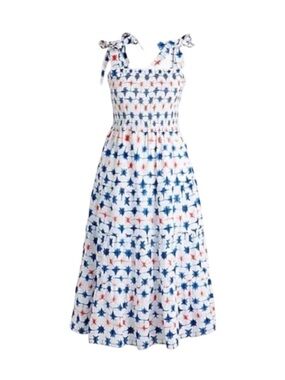 J. Crew XXS Tie-Shoulder Smock Midi Dress Festive